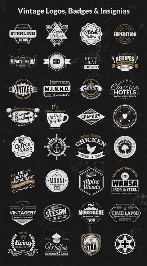 Vintage Logos, Badges, Insignias Kit - Vol.1 - GraphicsFuel