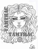 Coloring Page  Leo Zodiac Girl 12 Signs A4 Printable Adult Tattoo sketch template