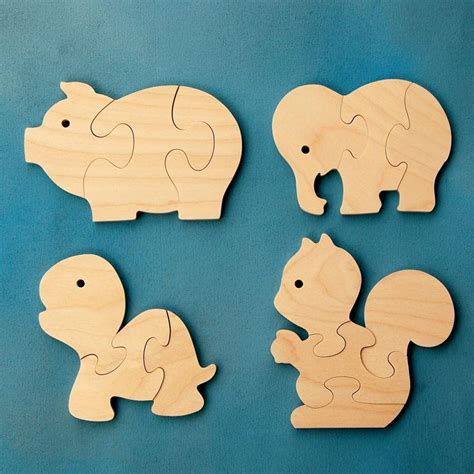 Fancy | Wood Puzzle Party Favors - Fun Animals - Package Of 12 Wooden ...