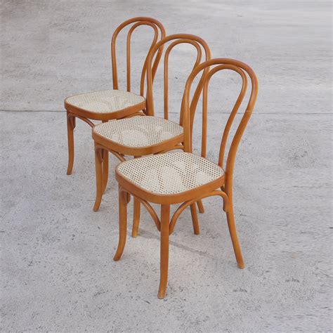 Vintage Bentwood Rattan Dining Chairs, Set of 3 for sale at Pamono