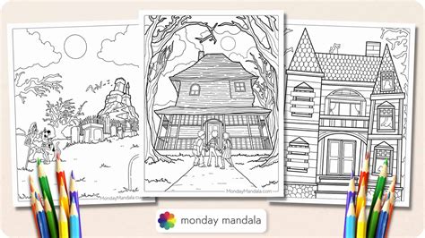 Free Halloween Haunted House Coloring Pages