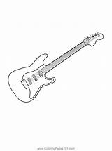 Semi Acoustic Electric Guitar Coloring Page For Kids  Free Guitar sketch template