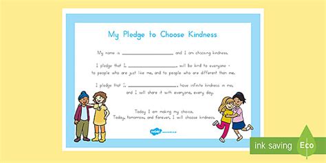 My Pledge to Choose Kindness Certificate- Choose kindness, kindness,