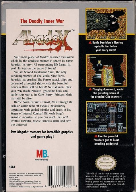 Abadox: The Deadly Inner War (1989) NES box cover art - MobyGames