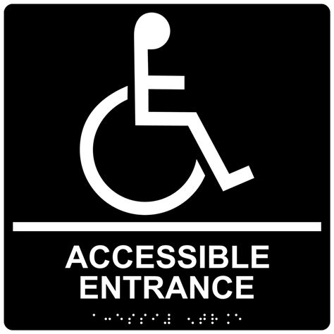 ADA Accessible Entrance Sign With Symbol RRE-28982-99_WHTonBLK