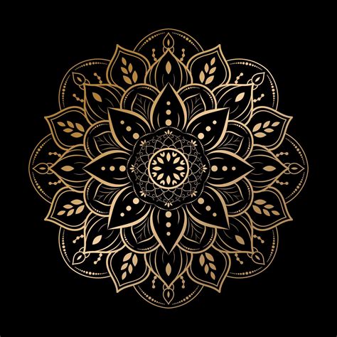 Luxury rounded flower mandala design on black 1228350 Vector Art at ...