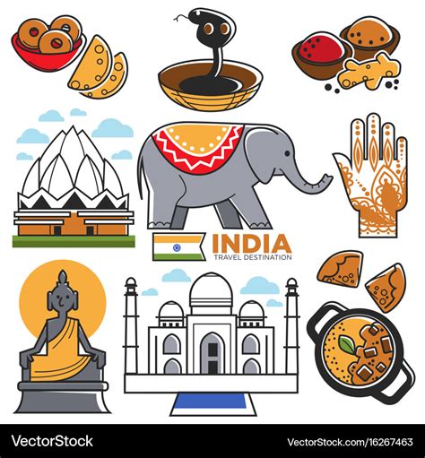 India tourism travel and indian culture Royalty Free Vector