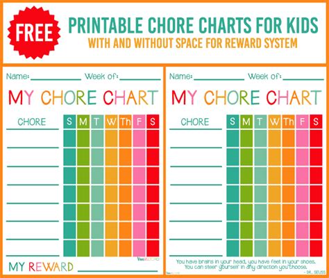 Free Chore Chart Template For Your Needs