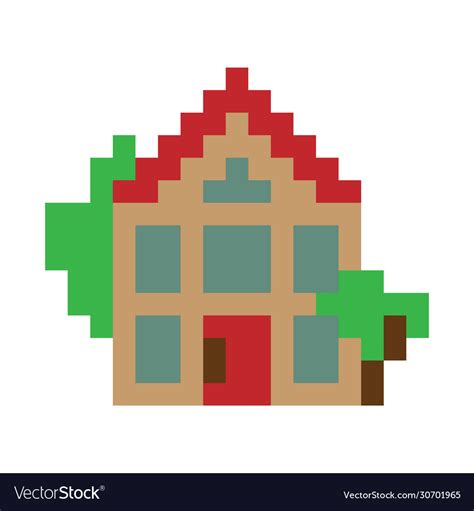 Pixel art house Royalty Free Vector Image - VectorStock