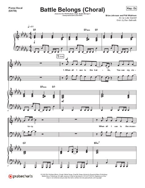 Battle Belongs (Choral Anthem SATB) Sheet Music PDF (Phil Wickham / Arr ...