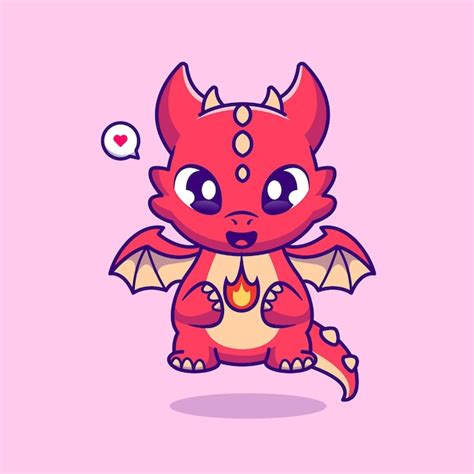 Free Vector | Cute Baby Dragon With Fire Cartoon Vector Icon ...