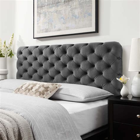 Modway Lizzy Tufted King/California King Performance Velvet Headboard, Gray - Walmart.com