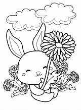 Girl Rabbit With Flowers Coloring Page  Free Printable Pages sketch template