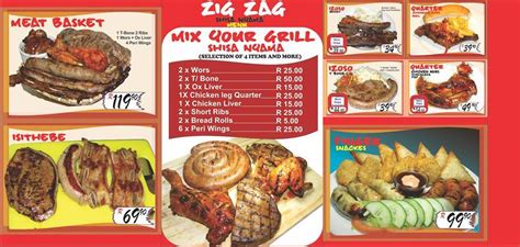 Menu at Zig Zag Bar, Lounge, Grill, Durban