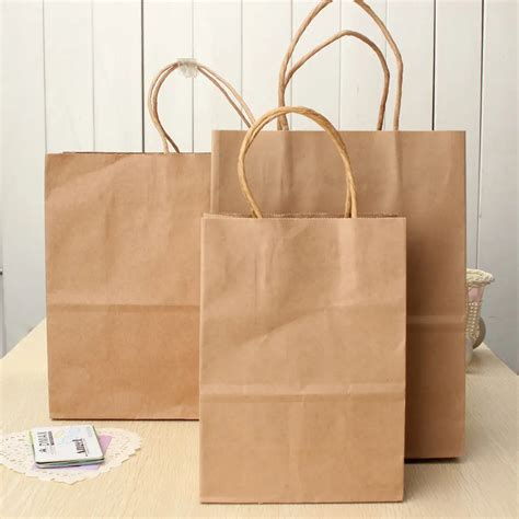 40 Pieces Brown Kraft Paper Bag Paper Carrier Bags Recyclable Grocery Bag Reusable Shopping ...