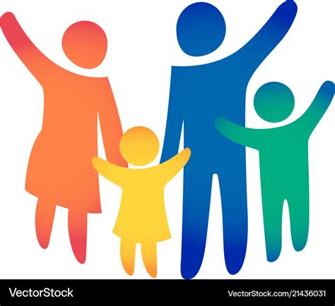 Happy family icon multicolored in simple figures Vector Image