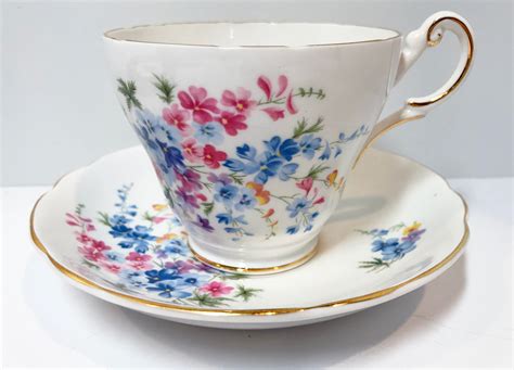 Floral Regency Tea Cup and Saucer, Floral Teacups Vintage, Antique Tea ...