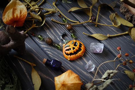 Halloween Pumpkin Necklace Halloween Jewelry Pumpkin Charm | Etsy