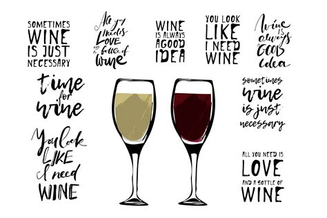 Wine quotes set | Decorative Illustrations ~ Creative Market