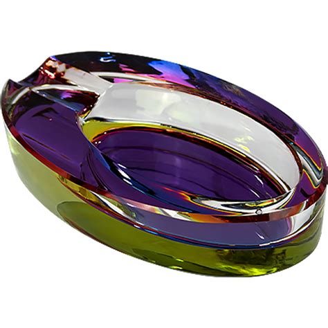 5" Oval Iridized Glass Ashtray | Assorted Colors