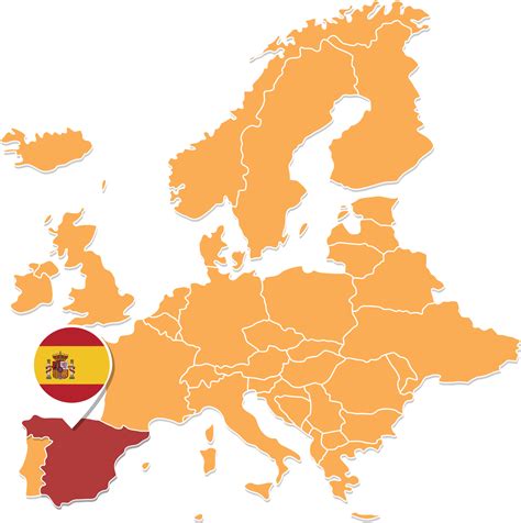 España mapa en Europa, España ubicación y banderas 24584124 PNG