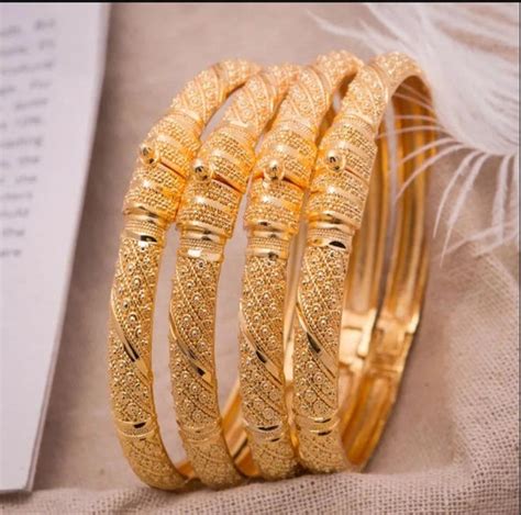 24K Gold Bangles gift for Women set of 2 Dubai Gold Bangles | Etsy