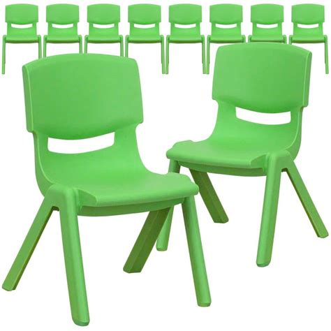 Carnegy Avenue Green Plastic Stack Chairs (Set of 10) CGA-YU-17708-GR-HD - The Home Depot