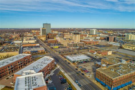 Aerial View of Downtown South Bend looking North and East. - PorchPros™