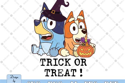 Halloween Bluey Trick Or Treat Funny GhosSvg, Halloween Family Matching Bluey Svg - Crella