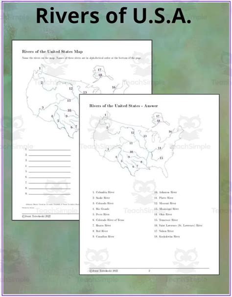 Rivers of United States Map by Teach Simple