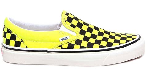 Vans Canvas Classic 98 Checkered Detail Slip On Sneakers in Yellow for Men - Save 18% - Lyst