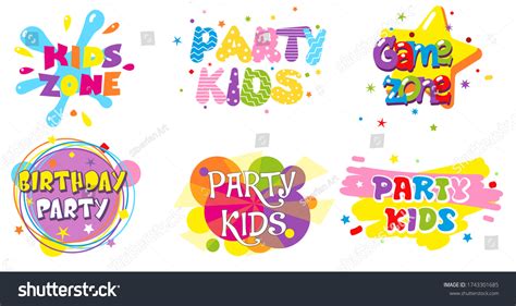 Birthday Party Kids Zone Color Label Stock Illustration 1743301685 | Shutterstock