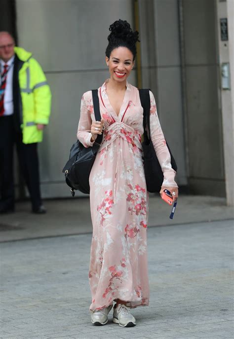 Michelle Ackerley - Wears pink dress while leaving BBC TV studio in ...