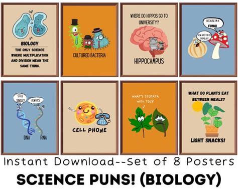 Biology Puns set of 8 Printable Posters Funny Science - Etsy