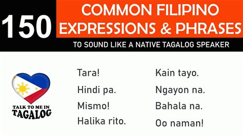 150 COMMON FILIPINO EXPRESSIONS TO SOUND LIKE A NATIVE TAGALOG SPEAKER | Speaking in Filipino 🇵🇭 ...