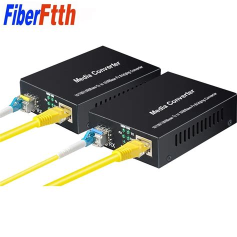 Fiber Optical media converter 1 port sfp to 1 rj45 gigabit optical fiber ethernet 10/100/1000M ...