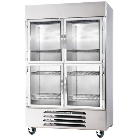 Beverage Air HBR49HC-1-HG 2 Section Glass Half Door Bottom-Mounted Reach-In Refrigerator with ...