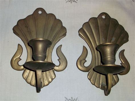 Vintage Pair of Wall-Shell Candle Holders/Sconcs, Made In India