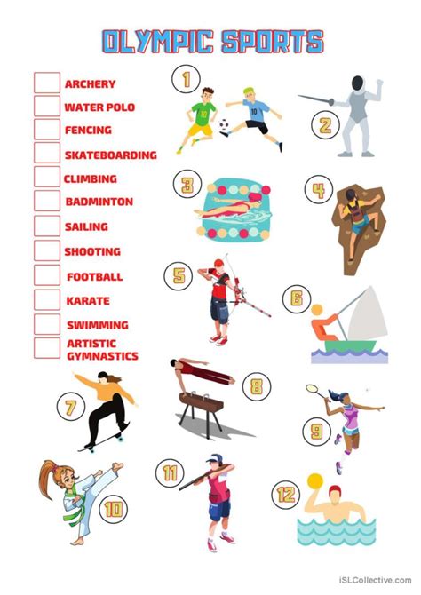 The olympics sports vocabulary flash…: English ESL worksheets pdf & doc