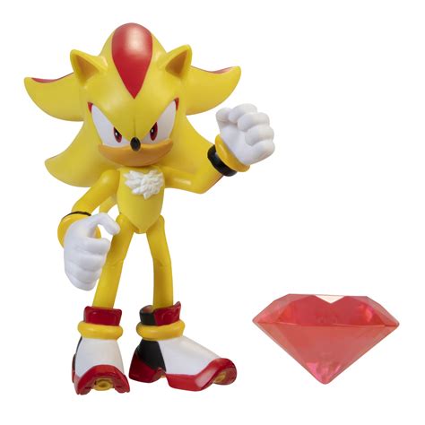 Sonic The Hedgehog Basic Wave 4 Super Shadow 4 Action Figure Modern, with Chaos Emerald Jakks ...