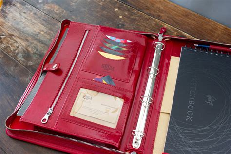 Leather Organizer, Personalized leather portfolio , Leather document holder, Red leather folder ...