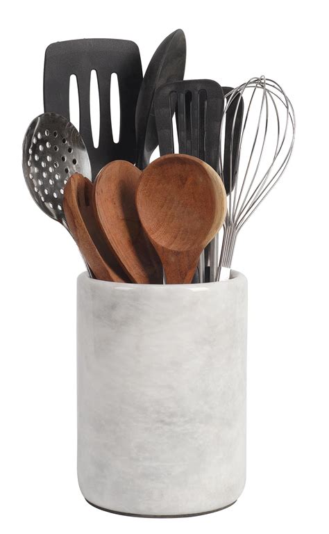 Buy Radicaln Marble Utensil Holder Spoon Caddy Countertop White ...