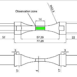 | Dimension diagram of the corrosion fatigue testing specimen (Unit: mm). | Download Scientific ...