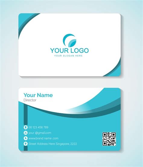 Premium Vector | Professional elegant cyan and white modern business card design template ...