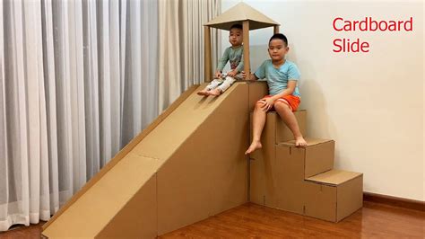 DIY | How to Build a Cardboard Slide - How To Make a Big Cardboard House for Kids | Papa & Baby ...