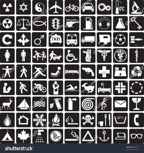 81 Black White Icons Symbols Collection Stock Vector 5208739 - Shutterstock