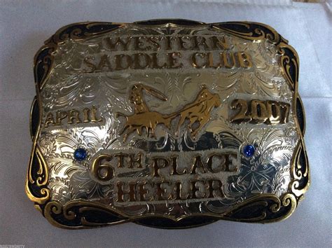 Nickel Silver Bull Horse Rodeo Cowboy Western saddle club Trophy Belt ...