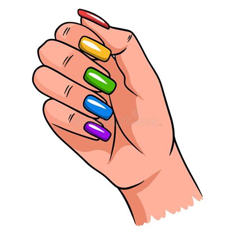 Female Hand with a Completed Manicure. Painted Nails Stock Vector - Illustration of product ...