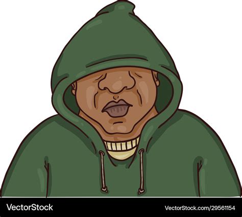 Cartoon avatar - afro american man in green hood Vector Image