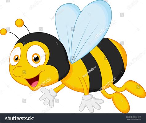 Bee Cartoon Flying Stock Vector Illustration 203421817 : Shutterstock